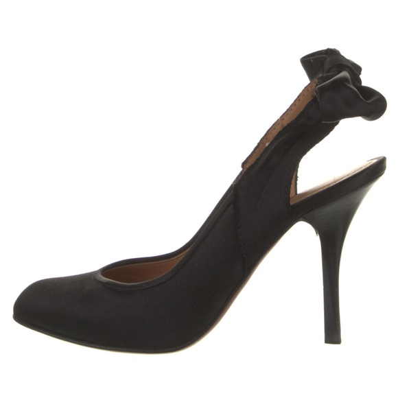 Lanvin Black Satin Bow Slingback Pumps, Size 7 - Picture 4 of 15